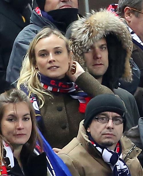 Diane Kruger France vs.Germany friendly soccer game in Paris, Frannce on February 6, 2013