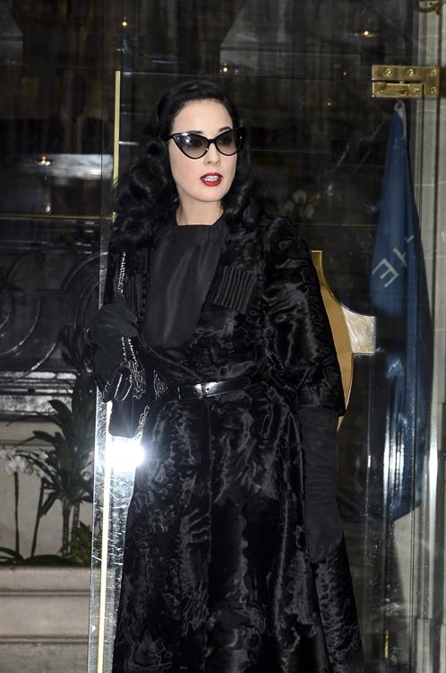 Dita Von Teese - Leaves Hotel Raphael in Paris 1/23/13  