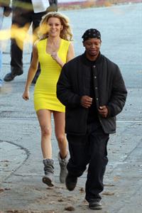 Elizabeth Banks on the set of 'Walk Of Shame' in Los Angeles 1/16/13 