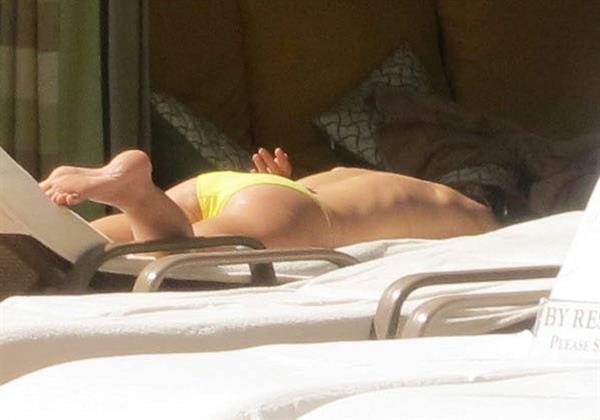 Elizabeth Hurley at a pool in Las Vegas July 7-2013 