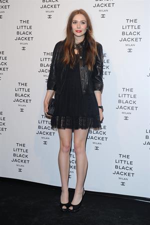 Elizabeth Olsen Chanel The Little Black Jacket - Karl Lagerfeld Photo Ehibition Dinner Party Milan, April 4, 2013 