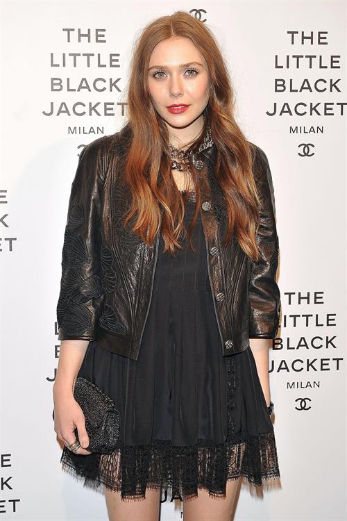 Elizabeth Olsen Chanel The Little Black Jacket - Karl Lagerfeld Photo Ehibition Dinner Party Milan, April 4, 2013 