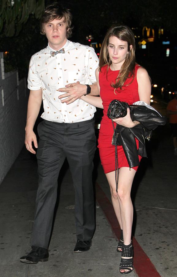 Emma Roberts in LA in a red dress 4/27/13  