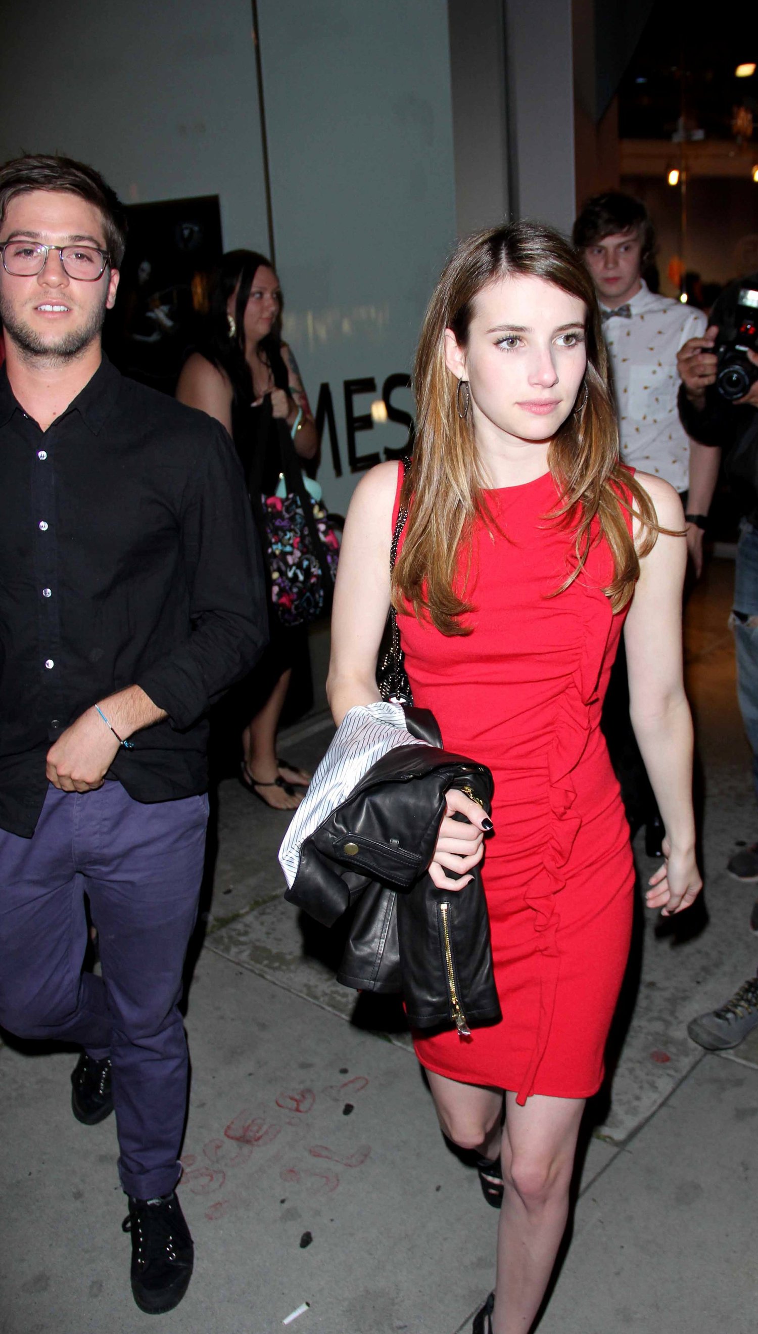 Emma Roberts in LA in a red dress 4/27/13  