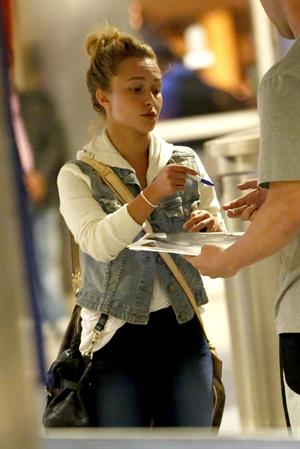 Hayden Panettiere arriving at LAX Airport and signing autographs on May 29, 2013