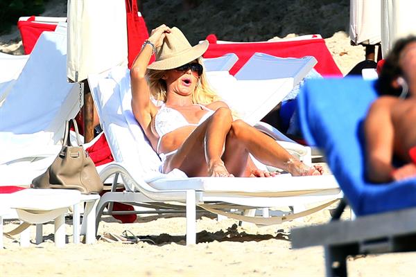 Victoria Silvstedt - white bikini in St. Barts 1/3/13  