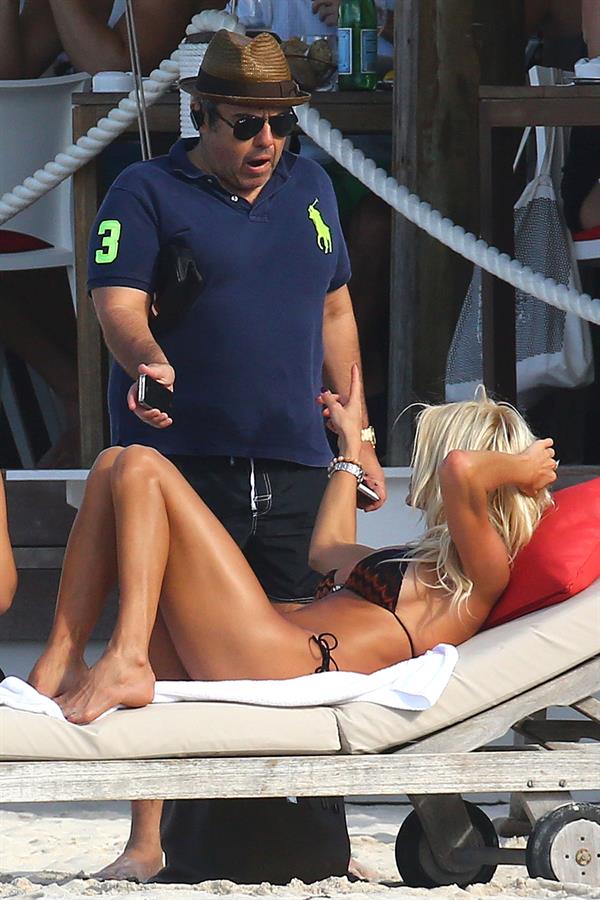 Victoria Silvstedt in a bikini on the beach in St. Barts 1/5/13