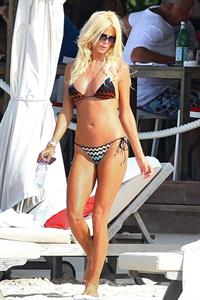 Victoria Silvstedt in a bikini on the beach in St. Barts 1/5/13