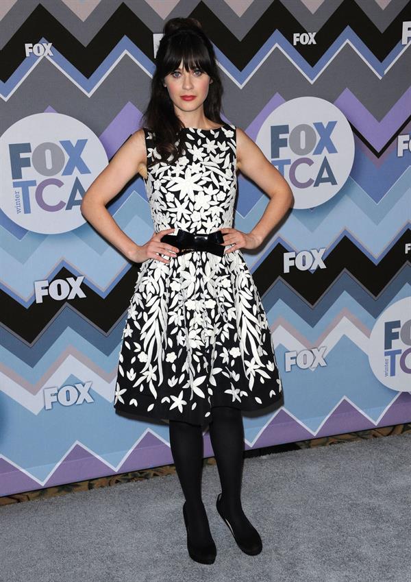 Zooey Deschanel American Idol panel during 2013 Winter TCA Tour in Pasadena January 8, 2013