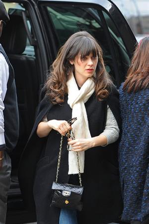 Zooey Deschanel seen out in SoHo holding a Chanel purse. November 16, 2012 