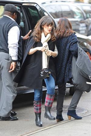 Zooey Deschanel seen out in SoHo holding a Chanel purse. November 16, 2012 