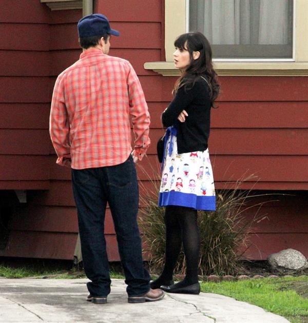 Zooey Deschanel on the set of 'New Girl in Los Angeles December 4, 2012 