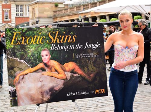 Helen Flanagan - Launches PETA's campaign to raise awareness of the use of eotic animal skins in London (23.05.2013) 