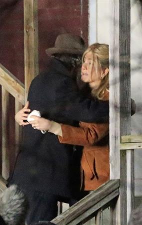 Jennifer Aniston on the set of 'Untitled Elmore Leonard Project' in Stamford, CT 2/12/13 