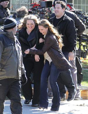 Jennifer Love Hewitt filming The Client List and really getting into character in between takes. January 10, 2013 