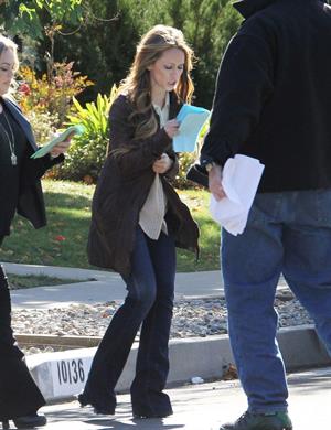 Jennifer Love Hewitt filming The Client List and really getting into character in between takes. January 10, 2013 