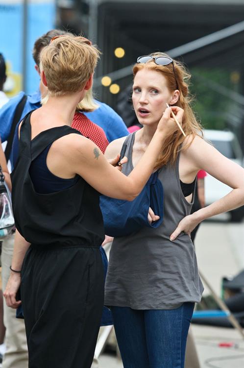 Jessica Chastain - The set of  The Disappearance of Eleanor Rigby  in New York City (13 Jul 2012)