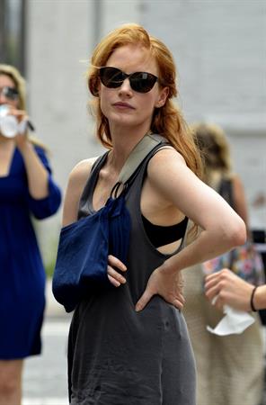 Jessica Chastain - The set of  The Disappearance of Eleanor Rigby  in New York City (13 Jul 2012)