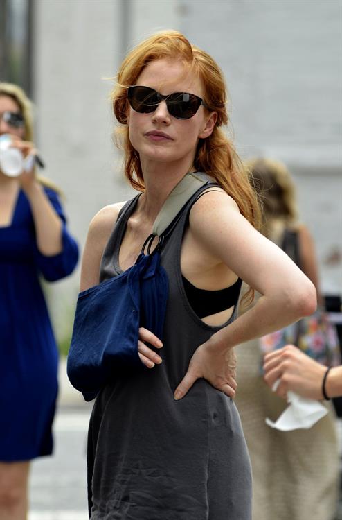 Jessica Chastain - The set of  The Disappearance of Eleanor Rigby  in New York City (13 Jul 2012)