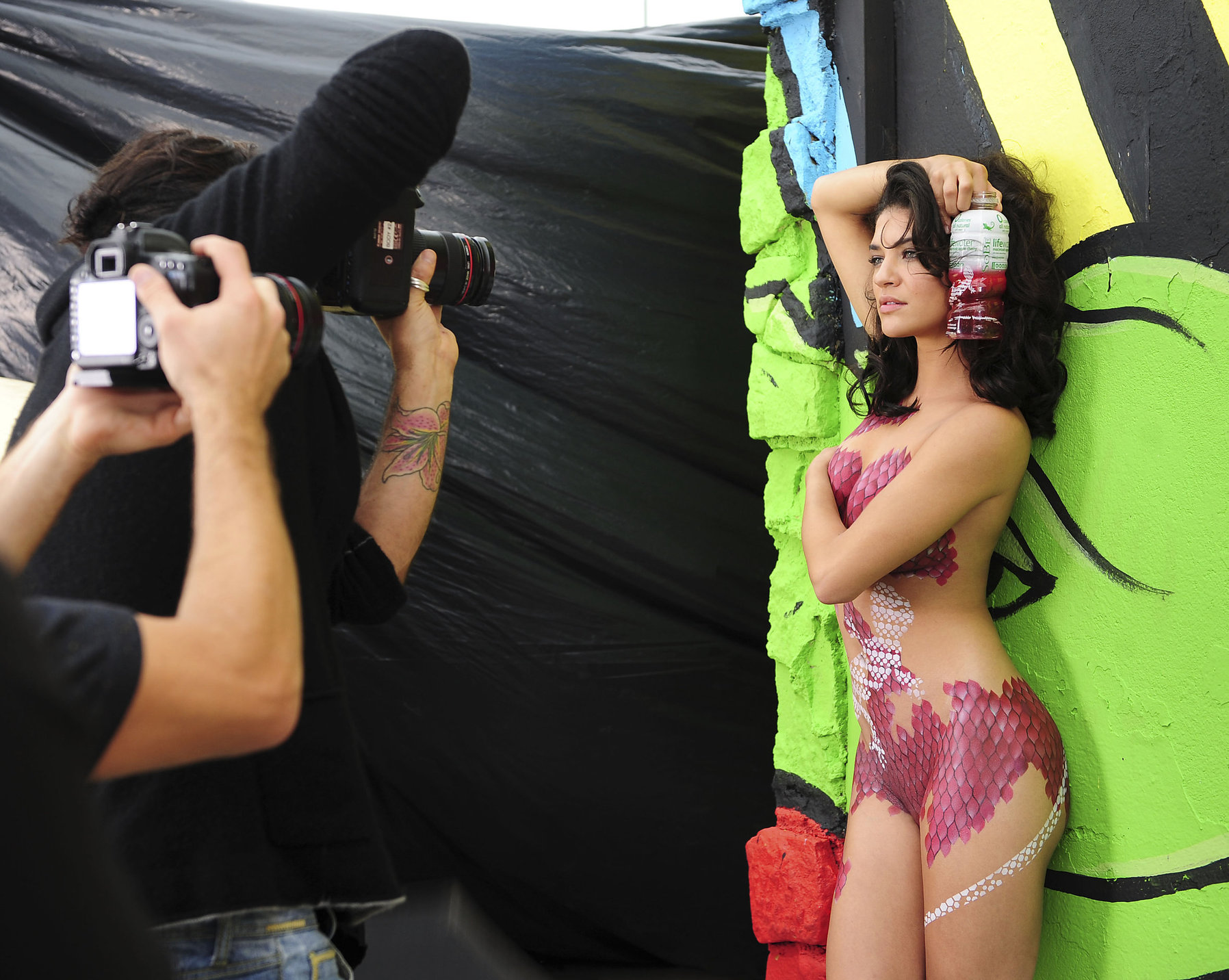 Jessica Szohr Sobe Lifewater body paint photoshoot 