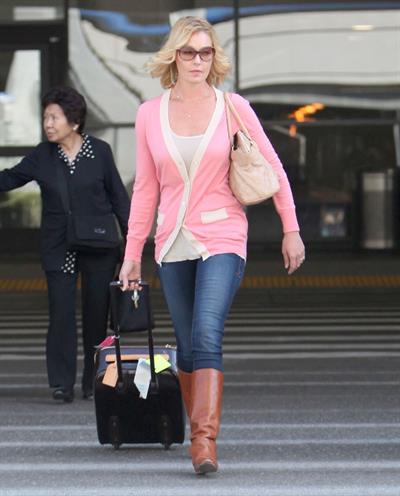 Katherine Heigl arriving on a flight at LAX airport October 4, 2012
