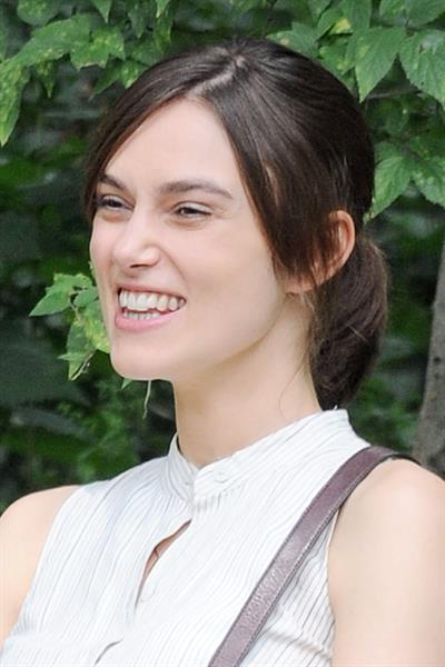 Keira Knightley on the set of 'Can A Song Save Your Life' in Central Park 8/7/12 