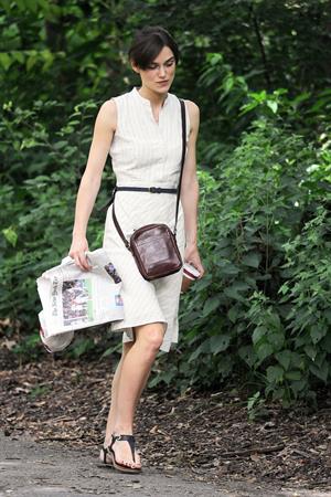 Keira Knightley on the set of 'Can A Song Save Your Life' in Central Park 8/7/12 