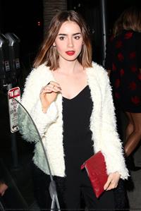 Lily Collins Hakkasan restaurant candids in Beverly Hills, October 10, 2013 