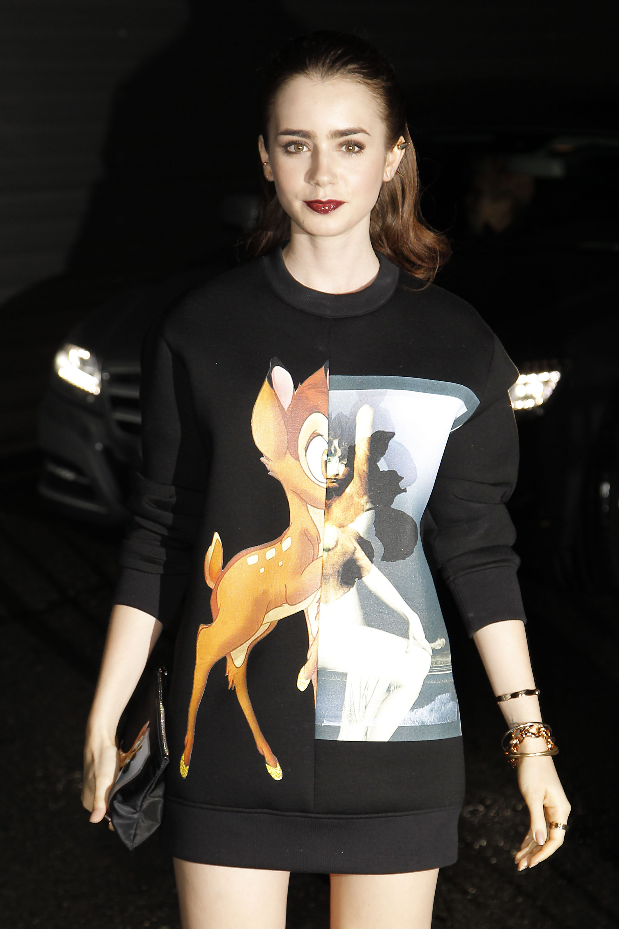 Lily Collins Givenchy Show Fashion Week 9/29/13