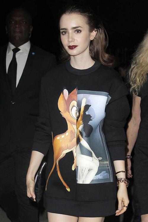 Lily Collins Givenchy Show Fashion Week 9/29/13