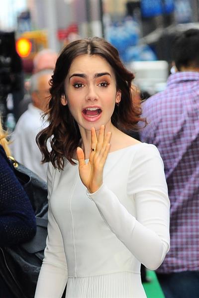 Lily Collins Outside 'Good Morning America' studio - New York, Aug. 7, 2013 