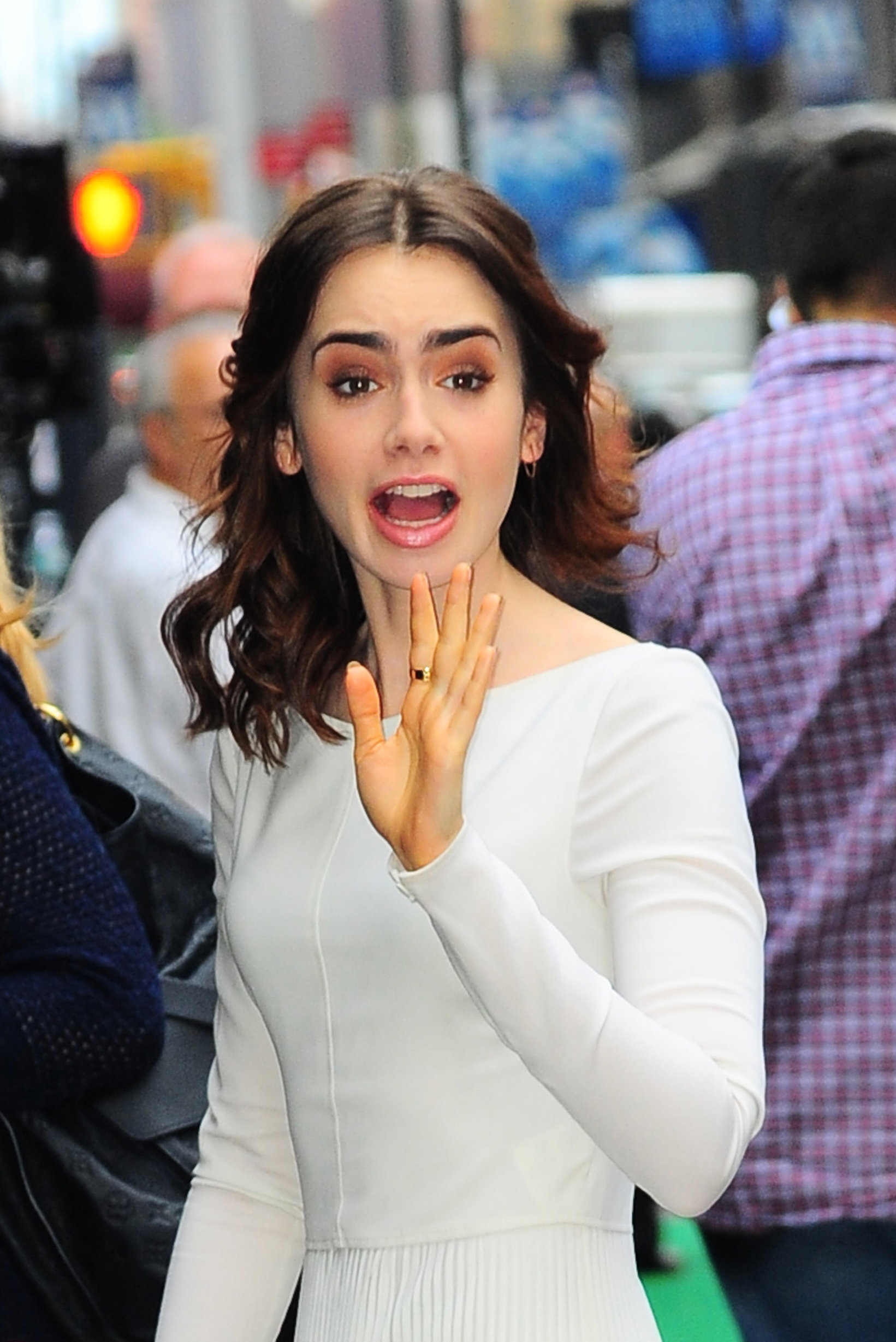 Lily Collins Outside 'Good Morning America' studio - New York, Aug. 7, 2013 