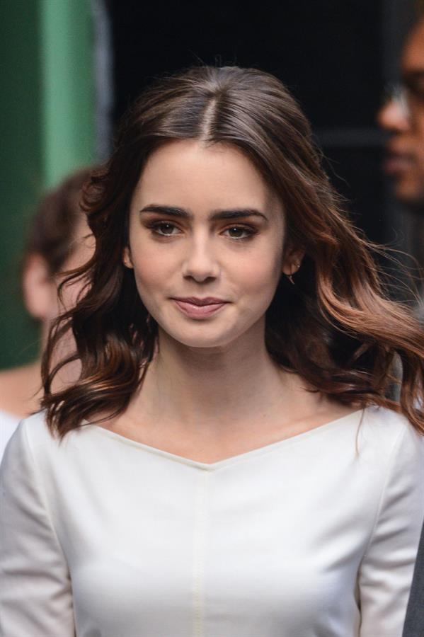 Lily Collins Outside 'Good Morning America' studio - New York, Aug. 7, 2013 