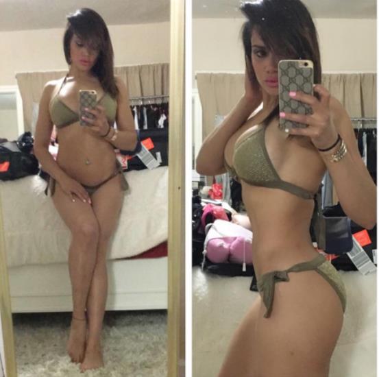 Samantha Sepulveda in a bikini taking a selfie