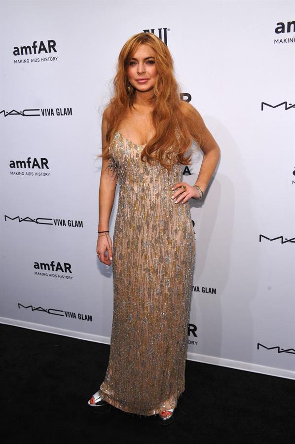 Lindsay Lohan amfAR New York Gala To Kick Off Fall 2013 Fashion Week on February 6, 2013