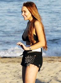 Lindsay Lohan - arriving to the beach in Malibu - August 12, 2012