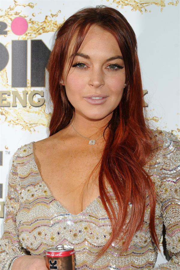 Lindsay Lohan Mr. Pink Ginseng Drink Launch Party in beverly Hills 10/11/12 