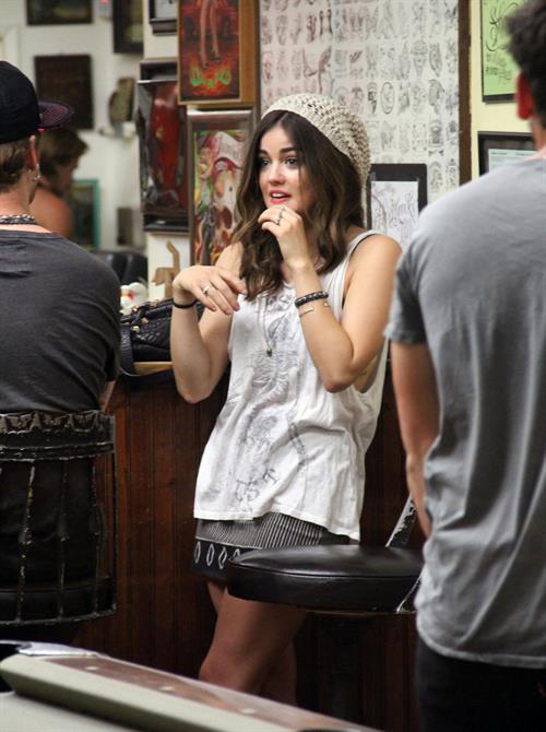 Lucy Hale - at Shamrock Tattoo - September 9th, 2012