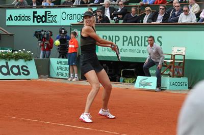 Maria Sharapova playing in Semi-Finals of 2012 Women's French Open Tennis Tournament June 7, 2012
