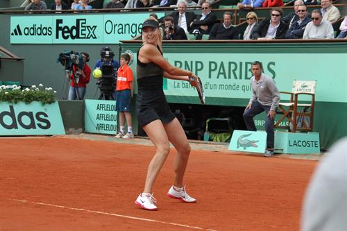 Maria Sharapova playing in Semi-Finals of 2012 Women's French Open Tennis Tournament June 7, 2012
