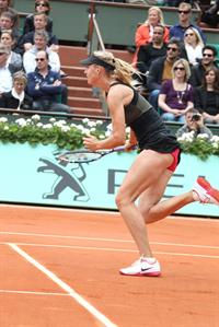 Maria Sharapova playing in Semi-Finals of 2012 Women's French Open Tennis Tournament June 7, 2012