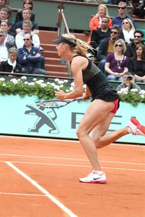 Maria Sharapova playing in Semi-Finals of 2012 Women's French Open Tennis Tournament June 7, 2012