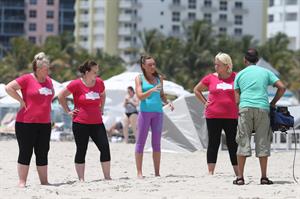 Michelle Heaton Filming a fitness show on Miami Beach, Florida (May 21, 2013) 
