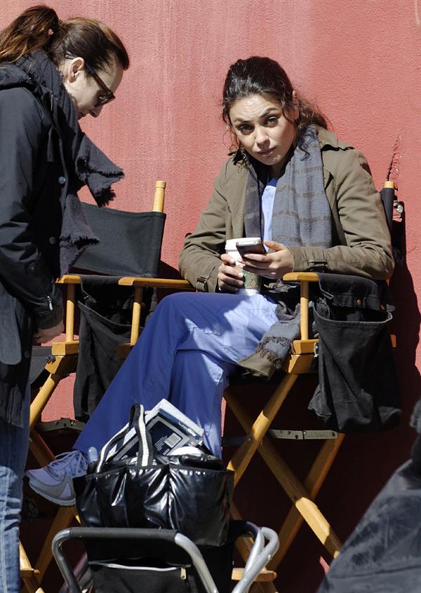 Mila Kunis on the set of The Angriest Man In Brooklyn in Hollywood (February 20, 2013) 