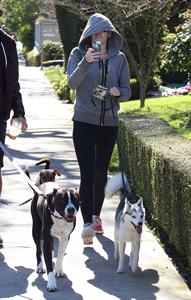 Miley Cyrus walking her dog in Studio City 1/28/13 