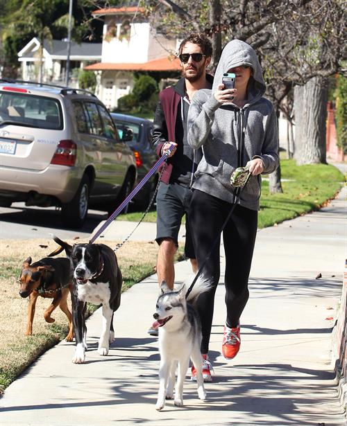Miley Cyrus walking her dog in Studio City 1/28/13 