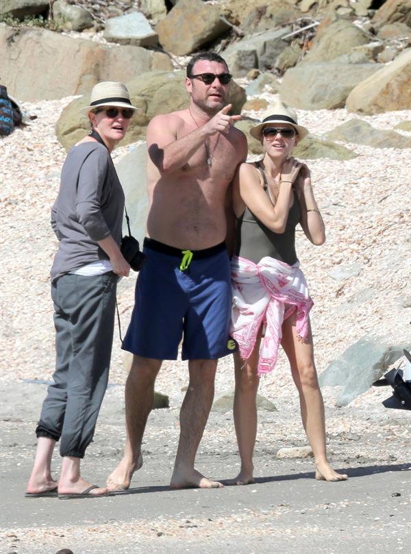 Naomi Watts wearing a swimsuit on the beach in St Barts 12/31/12 