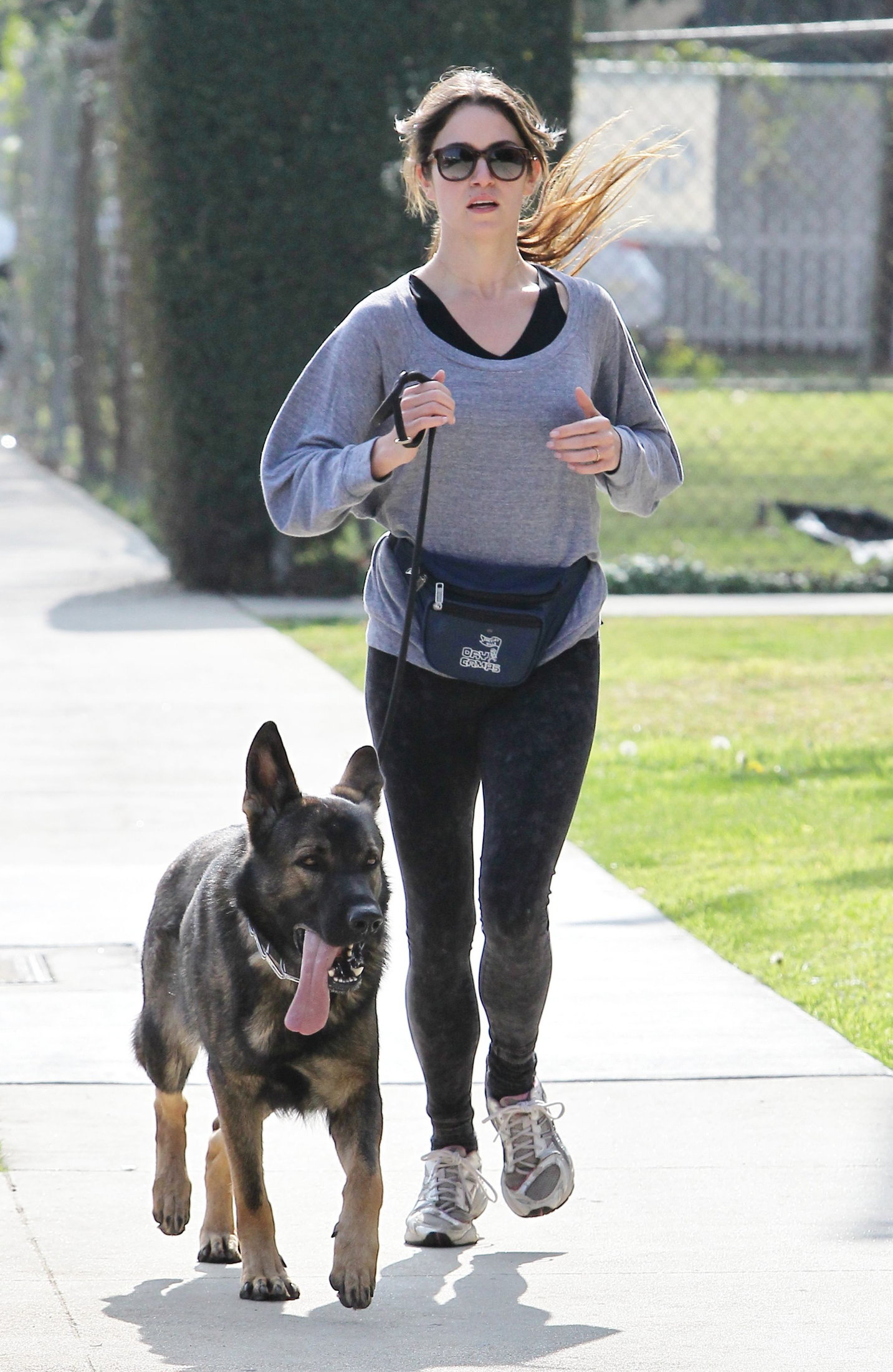 Nikki Reed jogging with her dog Enzo in Los Angeles on February 6, 2013