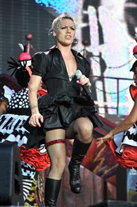Alecia Moore (Pink) performing at the O2 Wireless festival in London on July 2, 2011