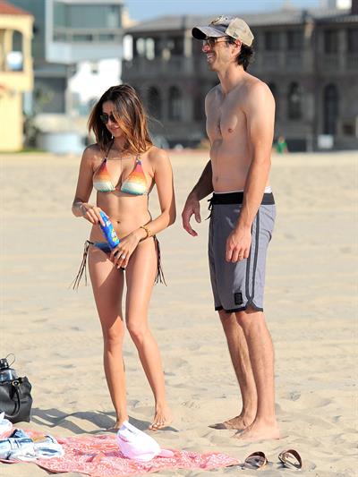 Noureen DeWulf bikini candids at Redondo Beach 10/8/12 